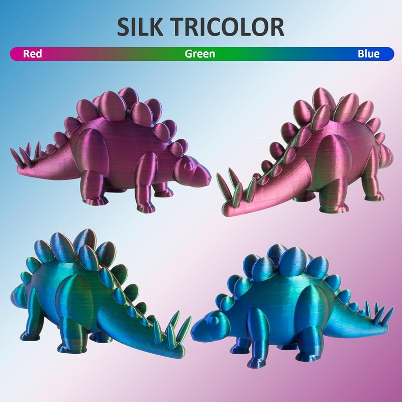 Geeetech Silk PLA Tri Color Filament 1.75mm 3D Printer Filament, Coextrusion Red Blue Green Tri-Colors Metal-Like Shiny Silk PLA Filament, 1kg (2.2lbs) 1 Spool, Dimensional Accuracy +/- 0.02 mm - Image 3